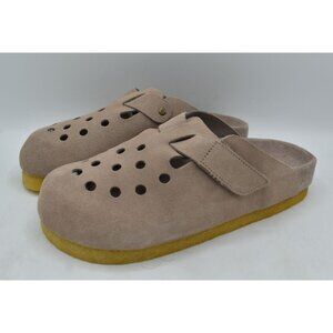 BrandBlack‎ Womens Size 7.5 Carrerra Suede Taupe Slip On Mules Shoes